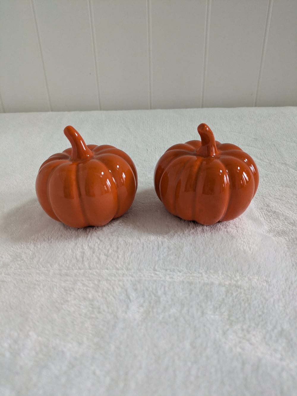 Ceramic Orange Pumpkin Decorative Accent Set